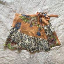 Free People Skirts | Free People Peach Floral Mini Skirt Skort Size 0 | Color: Brown/Tan | Size: 0