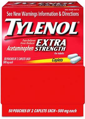 Tylenol 40900 Extra Strength Dispenser Box (50 Pouches Of 2 Caplets Each)