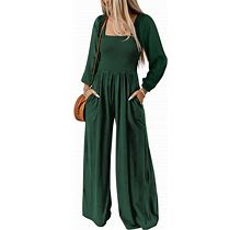 Dokotoo Women's Casual Loose Overalls Jumpsuits One Piece Sleeveless Wide Leg Long Pant Rompers With Pockets