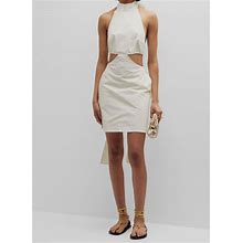 $495 Bondi Born Women's Ivory Matira Cotton Tie-Back Halter Mini Dress Size M