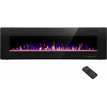 60" Recessed And Wall Mounted Electric Fireplace, Ultra Thin And Low