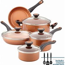 Farberware Glide Copper Ceramic Nonstick Cookware Set, Copper, 12-Piece