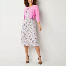 Danny & Nicole Midi Jacket Dress | Pink | Womens Medium | Dresses Jacket Dresses | Stretch Fabric|Pleated | Spring Fashion | Easter Fashion