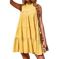 Ukap Ruffle Tiered Babydoll Dress For Women Sleeveless Summer Dress Casual Swing Mini Dresses