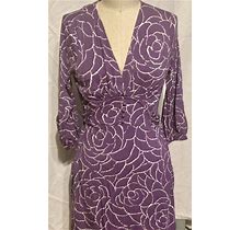 Banana Republic Purple Floral Dress Size Medium Petite Srp $65