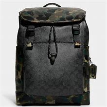 Coach Mens League Flap Backpack In Signature Canvas With Camo Print - New Men | Color: Black | Size: L