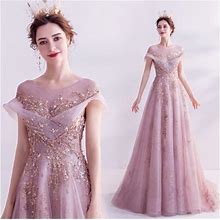 Women Lady Evening Mesh Sequins Dress Slim Long Ball Gown Wedding Prom Cocktail
