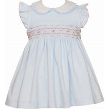 Petit Bebe Knits Baby / Toddler Girls Blue Knit Smocked Dress