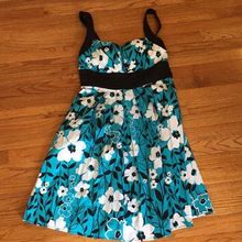 Dress Barn Dresses | Dress Barn Floral Knee Length Dress | Color: Black/Blue | Size: 12