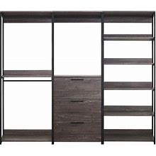 Monica 96 in. W Rustic Gray Freestanding 3 Tower System 7 -Shelf Walk In Wood Closet System With Metal Frame