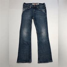Vigoss Bottoms | Vigoss Jeans Girls Boot Cut Stretch Blue Denim Distressed Faded 24X25 Size 10 | Color: Blue | Size: 10G