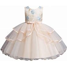 ZHAGHMIN Dresses 5 Year Old Kids Toddler Baby Girls Spring Summer Print Cotton Sleeveless Bow Tie Party Princess Dress Clothes Little Girl Ruffle Dres