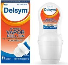 Delsym No Mess Vapor Roll-On Cough Suppressant & Topical Analgesic 1.76 Oz With Camphor, Eucalyptus Oil, Menthol, Adults & Kids, Maximum Strength