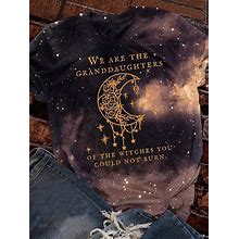 Women T-Shirt Halloween Witch T Shirt Letter Tee We Are The Granddaughters Of The Witches You Could