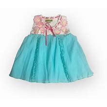 Little Mass Dresses | New Little Mass Crochet Knit Flower Girl Appliqu Dress White Turquoise 2T | Color: Blue/Pink | Size: 2Tg