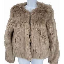 Divided By H&M Neutral Beige Shaggy Faux Fur Coat Jacket XS