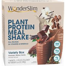 Wonderslim Plant Protein Meal Replacement Shake Variety Pack (7Ct)
