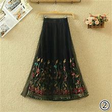 Lady Lace Skirts Embroidered Floral Mesh Sheer Dress Paisley Ethnic