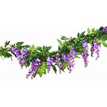 Sunrisee 2 Pcs Artificial Flowers 6ft Silk Wisteria Ivy Vines Hanging Flower Greenery Garland For Wedding Party Home Garden Wall Decoration, Purple