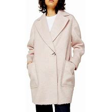 Topshop Women's Coat Light Pink Size 10 Textured Carly Long Notched