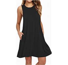 2024 Summer Dresses For Women Casual Crewneck Tank Dress Trendy Sleeveles Sundresses Workout Loose Beach Dress With Pocket