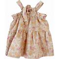 Petite Evelina Apparel | Linen Baby Dress, Floral Pistachio (Multicolor, Size 1-3M) | Maisonette