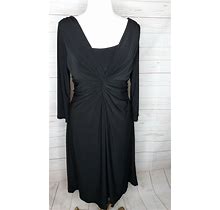 Chaps Black Dress L Special Occasion Stretch Gathered Front