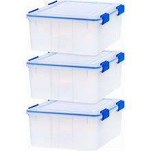 IRIS USA WEATHERPRO 31 Quart Stackable Storage Box With Airtight Gasket Seal Lid, Heavy Duty Containers With Tight Latches, Weather Proof Bins For