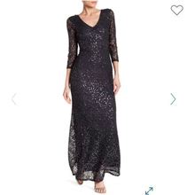 Marina Dresses | Marina Sequined Lace Gown Black | Color: Black | Size: 4