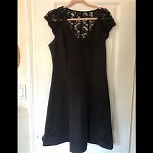Connected Apparel Dresses | Black A Line Lace Back Dress Size 12 | Color: Black | Size: 12