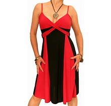 Red And Black Strappy Knee Length Dress