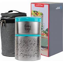 Easy Togo 2-Tier Vacuum Insulated Lunch Box, 32Oz Stackable Stainless Steel Thermal Snack Box With Lunch Bag For Diet & Prep Food, Portable Mens