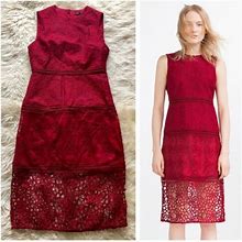 Zara Contrast Embroidered Midi Lace Crochet Sheath Dress Sleeveless
