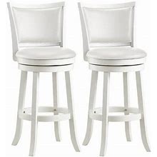 Atlin Designs 29" Transitional Wood High Back Bar Stool In White (Set Of 2)