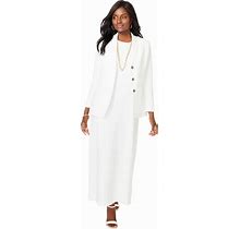 Plus Size Women's 2-Piece Stretch Crepe Single-Breasted Maxi Jacket Dress By Jessica London In White (Size 30 W)
