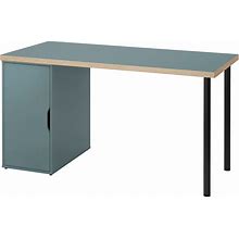 IKEA - LAGKAPTEN / ALEX Desk, Gray-Turquoise/Black, 55 1/8X23 5/8 "