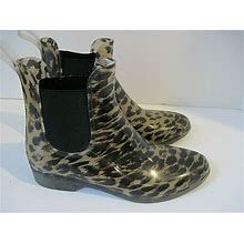 J Crew Chelsea Womens Leopard Print Ankle Rain Boots Size 8