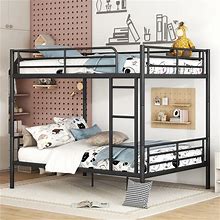 Metal Full Over Full Bunk Bed,Full Size Trundle Bed - Black