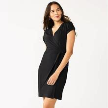 Women's Nine West Dolman Sleeve Wrap Dress, Size: Small, Black