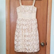Anthropologie Dresses | Anthropologie Lil Embroidered Lace Dress Sz 0 | Color: Cream/Yellow | Size: 0