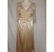 Vintage Dress By Tyrell & Brennan Of Dublin Champagne Colour Beaded Evening Dress Size Medium