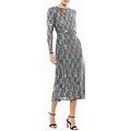 Mac Duggal Women's Long-Sleeve Embellished Midi-Dress - Charcoal - Size 8