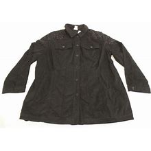 Chico's Women's Elongated Sateen Embellished Jacket Cd4 Black Size