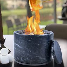 RUOJAS Tabletop Fire Pit Bowl Indoor Outdoor Portable Fireplace, Marble Mini Personal Fire Pit For Table, Ethanol Clean Burning Fireplace For Patio
