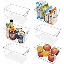 Vtopmart Clear Plastic Pantry Organizer Bins, 6 Pcs Food Storage Bins