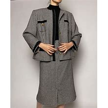 Vintage Alexander Creation De Luxe Houndstooth Suit With Skirt/ 90'S Vintage/ Lambswool/ Medium/ Skirt Set/ Wool Suit/ 1990S