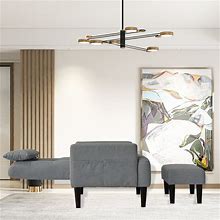 Living Room Sofa Single Chair With Ottoman, Soft Leisure Single Chair Adjustable Into 5 Angles With Sofa Bed
