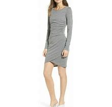 Leith Gray Long Sleeve Ruched Dress Asymmetrical Hem Size Xs