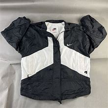 Vintage Nike Track Jacket Medium Black White Women Full Zip Snap Swoosh Athletic. Nike. Black. Coats, Jackets & Vests.