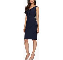 Alex Evenings Women's Slimming Short Ruched Dress With Ruffle(Petite And Regular)